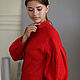 Linen dress with a stand-up collar in red. Dresses. molinialife. My Livemaster. Фото №5