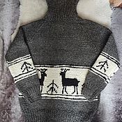Одежда handmade. Livemaster - original item Wool sweater with deer size 58. Handmade.