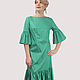 The dress is green with ruffles flounces on the sleeves and at the bottom, Dresses, Moscow,  Фото №1