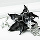 Leather decoration Black Lily with silver. Brooch or clip, Brooches, Bobruisk,  Фото №1