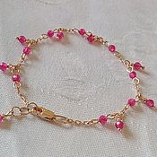 Украшения handmade. Livemaster - original item 585 Gold Chain Bracelet with pink spinel. Handmade.