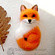 Brooch Fox - sister Fox felted wool, Felted Toy, Sochi,  Фото №1