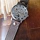 Order Gray leather band woman Wrist Watch Steampunk man Leather Cuff. MART. Livemaster. . Watches Фото №3