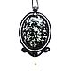 Soutache pendant, brooch pendant decoration made of natural stone Poppy