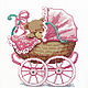 Детская метрика вышивка в розовой коляске, Метрики, Москва,  Фото №1