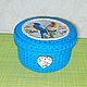 Basket with lid knitted knitted 'Blue birds'. Basket. Batic.  Author's throw pillows. My Livemaster. Фото №5