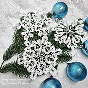 Сувениры и подарки handmade. Livemaster - original item Snowflakes set 3 PCs. Christmas tree toys: lace decorations for the New Year. Handmade.