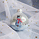 Елочный новогодний шар стеклянный "Снеговик", 6 см, Елочные игрушки, Санкт-Петербург,  Фото №1