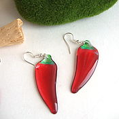 Украшения handmade. Livemaster - original item Transparent Earrings Red Chilli Eco Boho. Handmade.