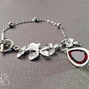 Украшения handmade. Livemaster - original item Chain bracelet: In the Orchid garden, silver plated zircon bracelet. Handmade.