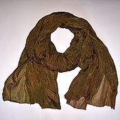 Аксессуары handmade. Livemaster - original item Stole Silk Brown Olive Scarf Hijab Long Thin. Handmade.