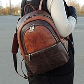 Сумки и аксессуары handmade. Livemaster - original item Backpacks: Backpack leather female brown Leona Mod R43-602-1. Handmade.