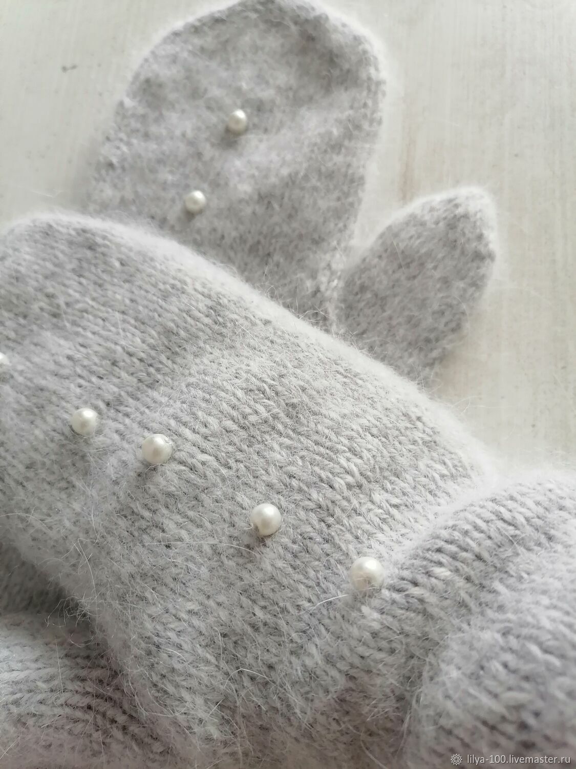 Варежки из пуха норки схема