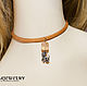The unisex leather choker with silver pendant and quartz `lion`
