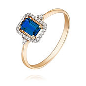 Украшения handmade. Livemaster - original item 585 gold ring with sapphire and diamonds. Handmade.