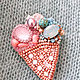 Заказать Ice cream brooch. Swarovski crystals. pearls. seed beads. GemKnitDesign. Ярмарка Мастеров. . Brooches Фото №3