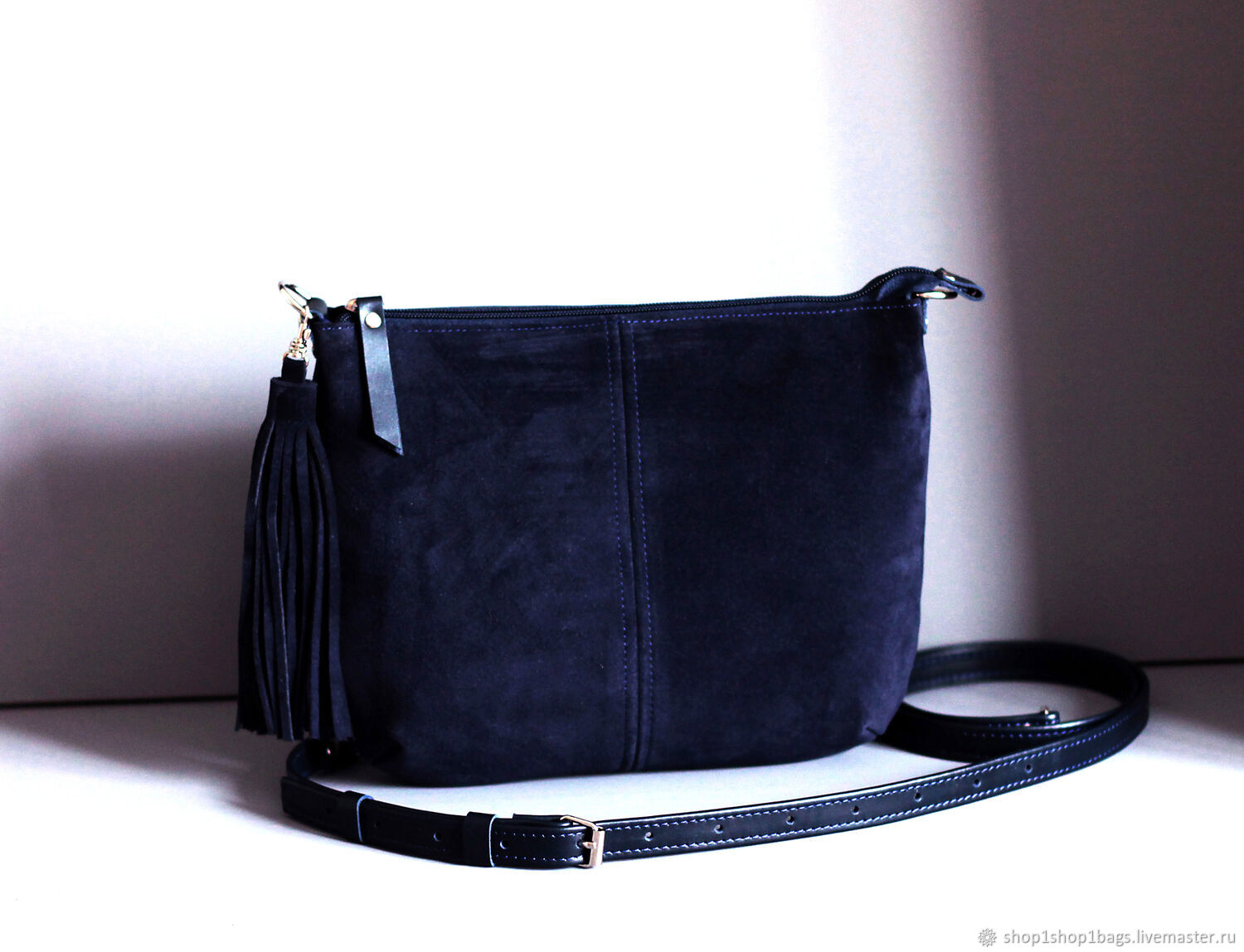 Кожаная сумка.Темно-синяя кожаная сумка.Замшевая сумка, Сумка через плечо, Москва,  Фото №1