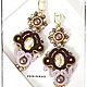 Earrings with crystals, mixed technique. Soutache beading, Earrings, Moscow,  Фото №1