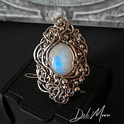 Украшения handmade. Livemaster - original item Women`s ring with blue and white moonstone 