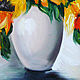  Sunflowers in a vase. Oil. canvas. Original. Pictures. Valeria Akulova ART. My Livemaster. Фото №4