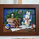 Christmas Bunny. Oil on canvas on cardboard, 30h40 x  cm. Pictures. Tatiana Chepkasova. My Livemaster. Фото №4