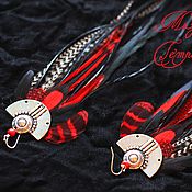 Украшения handmade. Livemaster - original item Bright red and black feather earrings.. Handmade.