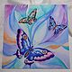 Batik painting ' Blue butterflies'. Pictures. Batic.  Author's throw pillows. Online shopping on My Livemaster.  Фото №2