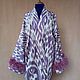 Uzbek robe made of ikat. Ikat kimono with feathers, Robes, Odintsovo,  Фото №1