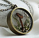 Round transparent pendant with a real mushroom and moss. Pendant with herbs, Pendant, Samara,  Фото №1