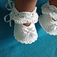 Booties shoes for girl. Booties made of yarn. Babys bootees. Happy White. My Livemaster. Фото №6