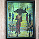 Картина из шерсти "Она уходила в дождь" по картине Лоррэйн Кристи. Картины. Светлана Желяева. Картины из шерсти. Интернет-магазин Ярмарка Мастеров.  Фото №2