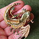 Brooch dragon "Goldie".  Embroidered dragon. Golden dragonet. Brooches. master Alena Litvin. My Livemaster. Фото №6