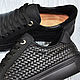 Sneakers made of genuine leather, with imitation weaving, black color!. Training shoes. SHOES&BAGS. My Livemaster. Фото №4