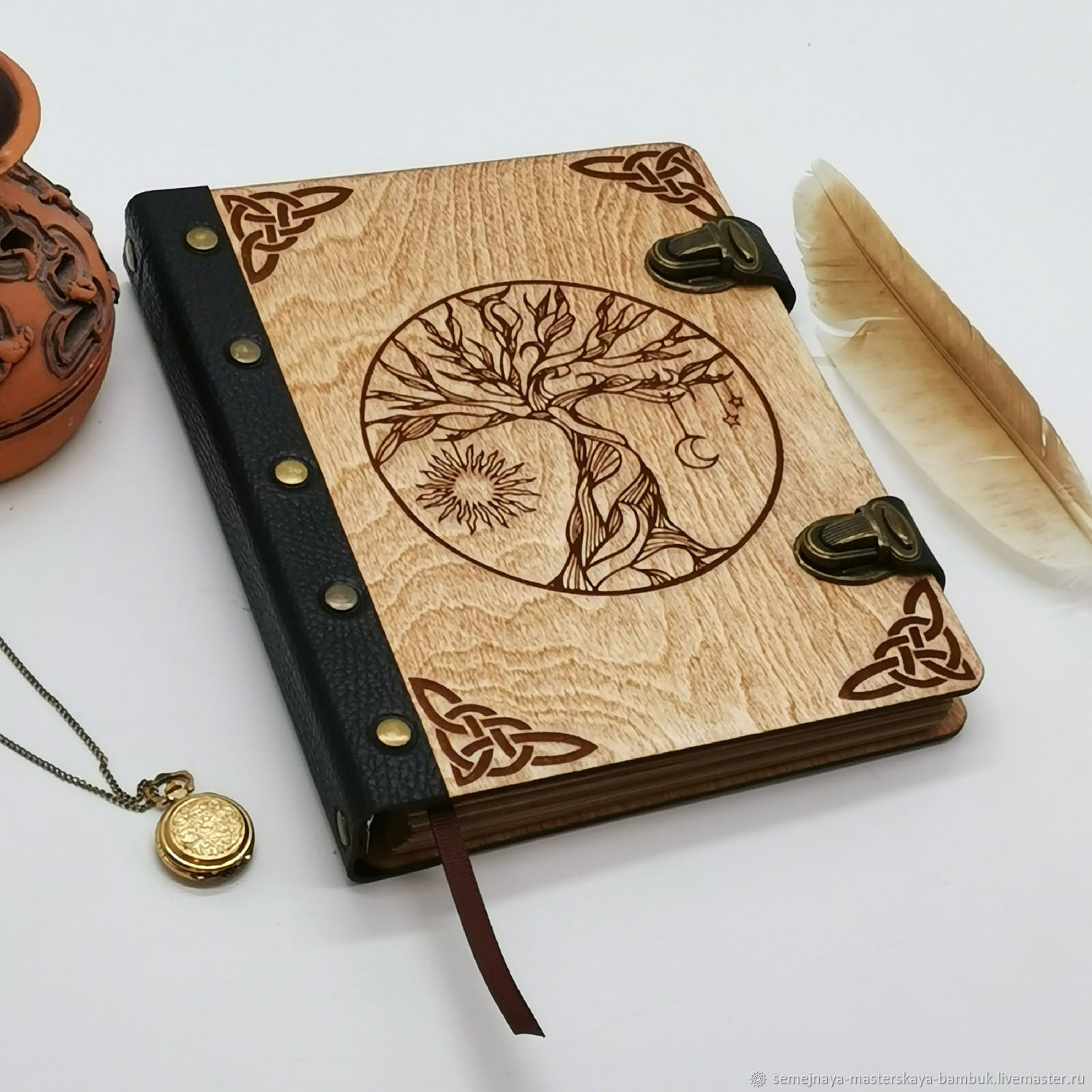 Notebook made of wood and leather ' Tree of life', Notebooks, Krasnodar,  Фото №1