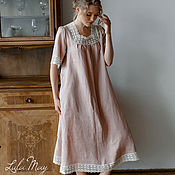 Одежда handmade. Livemaster - original item Linen nightgown Darling powder color with lace. Handmade.