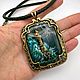 Заказать Примеры оформления кабошона с живописью в технике wire wrap. bijoux_de_Mari. Ярмарка Мастеров. . Кулон Фото №3