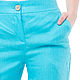 Turquoise straight trousers made of 100% linen, Pants, Tomsk,  Фото №1