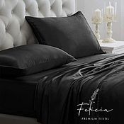 Для дома и интерьера handmade. Livemaster - original item Black silk bed linen.A gift for a man. Handmade.