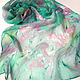 Silk Scarf Batik Turquoise Spring Flowering Silk 100%. Scarves. Silk Batik Watercolor ..VikoBatik... My Livemaster. Фото №6