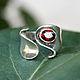 Ring 'Wave With a Stone' made of 925 silver and garnet HH0039, Rings, Yerevan,  Фото №1