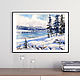 Watercolor painting ' Lake in the mountains ' winter landscape. Pictures. Senchilova Evgenia. Online shopping on My Livemaster.  Фото №2