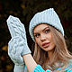 Комплект вязаный спицвми: шапка и варежки. Шапки. Knittessa. Интернет-магазин Ярмарка Мастеров.  Фото №2
