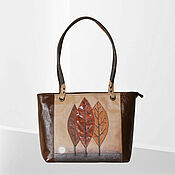 Сумки и аксессуары handmade. Livemaster - original item Leather woman brown beige artistic handbag "Klimt. The Kiss". Handmade.