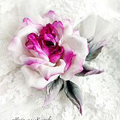Украшения handmade. Livemaster - original item Brooch made of silk. Rose made of silk 