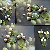 Украшения handmade. Livemaster - original item Lily of the Valley earrings and pendant with natural pearls set. Handmade.