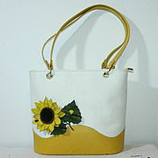 Сумки и аксессуары handmade. Livemaster - original item Leather yellow bag "Sunflower". Handmade.