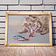 Pastel painting of cat and perch (grey beige red). Pictures. Pastelena. My Livemaster. Фото №4
