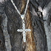 Украшения handmade. Livemaster - original item Cross with cubic zirconia made of 925 sterling silver DS0077. Handmade.