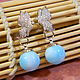 Butterfly earrings with Larimar. Earrings. Handwork of jewelry.. Online shopping on My Livemaster.  Фото №2
