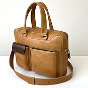 Сумки и аксессуары handmade. Livemaster - original item Laptop bag made of leather in beige color. Handmade.